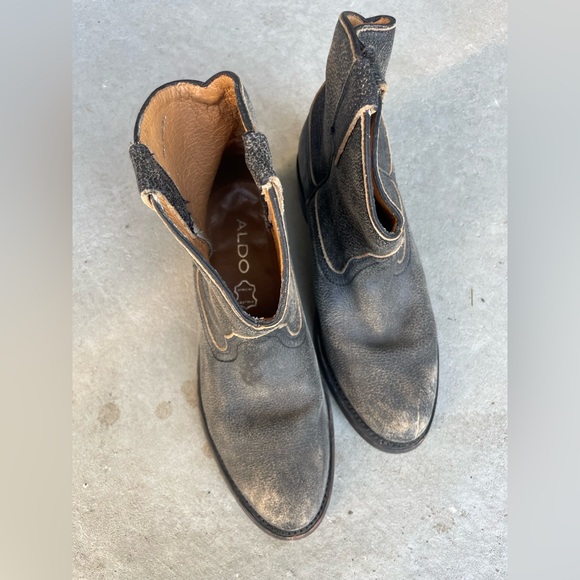 Aldo Genuine Leather Boots, Black Leather 36, Ankle Boot - Picture 2 of 4